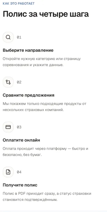 Insurance Platform — mobile policy purchase steps